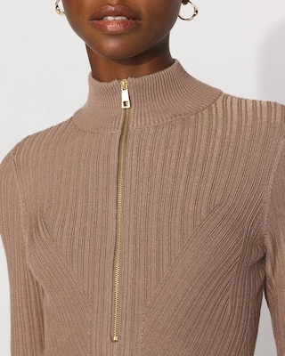Rib Knit Half-Zip Mock Neck Sweater | White House Black Market
